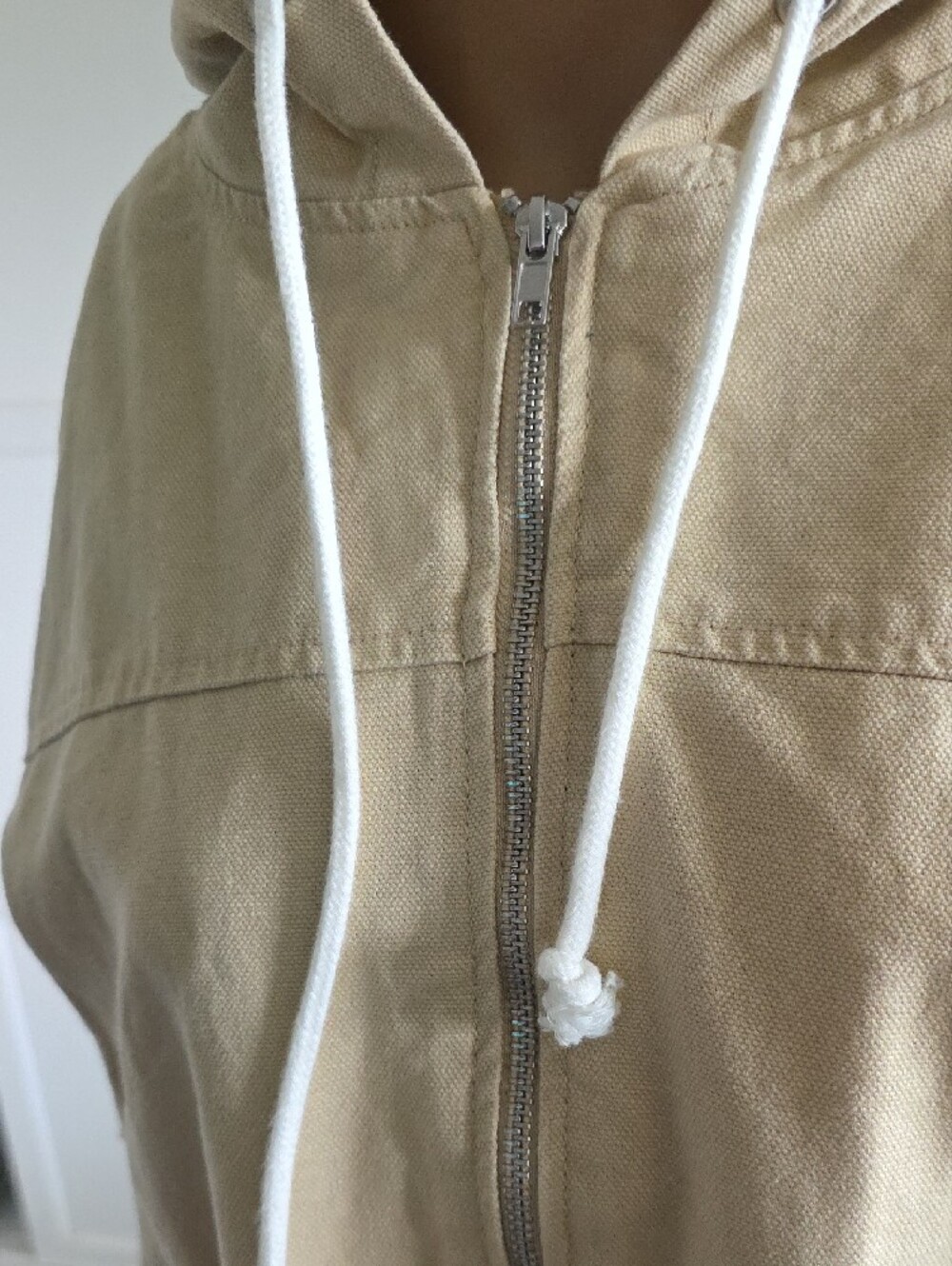 Forever 21 Light Beige Hooded Zip Bomber Jacket - Picture 2 of 9